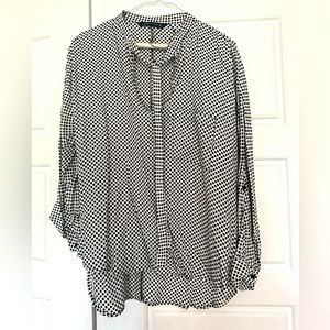 Zara B&W Polka Dot Tie Neck Bouse